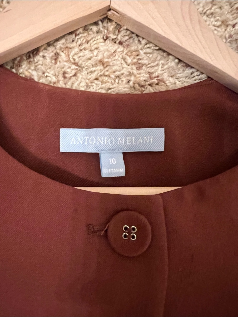 Antonio Melani Gianna Sleeveless A-Line Button Front Dress Burgundy Size 10 - Picture 5 of 5